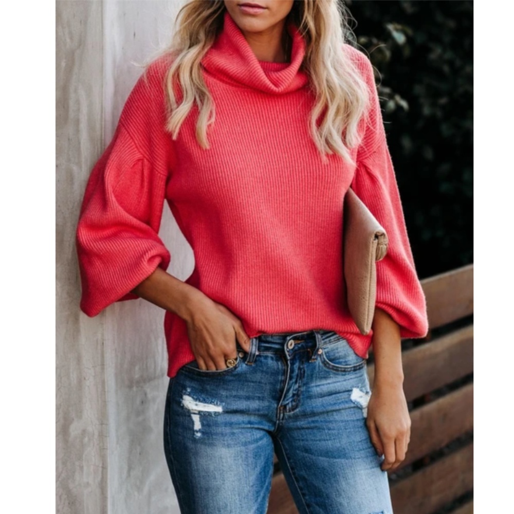 FIONIA Ribbed Cowl Neck Sweater